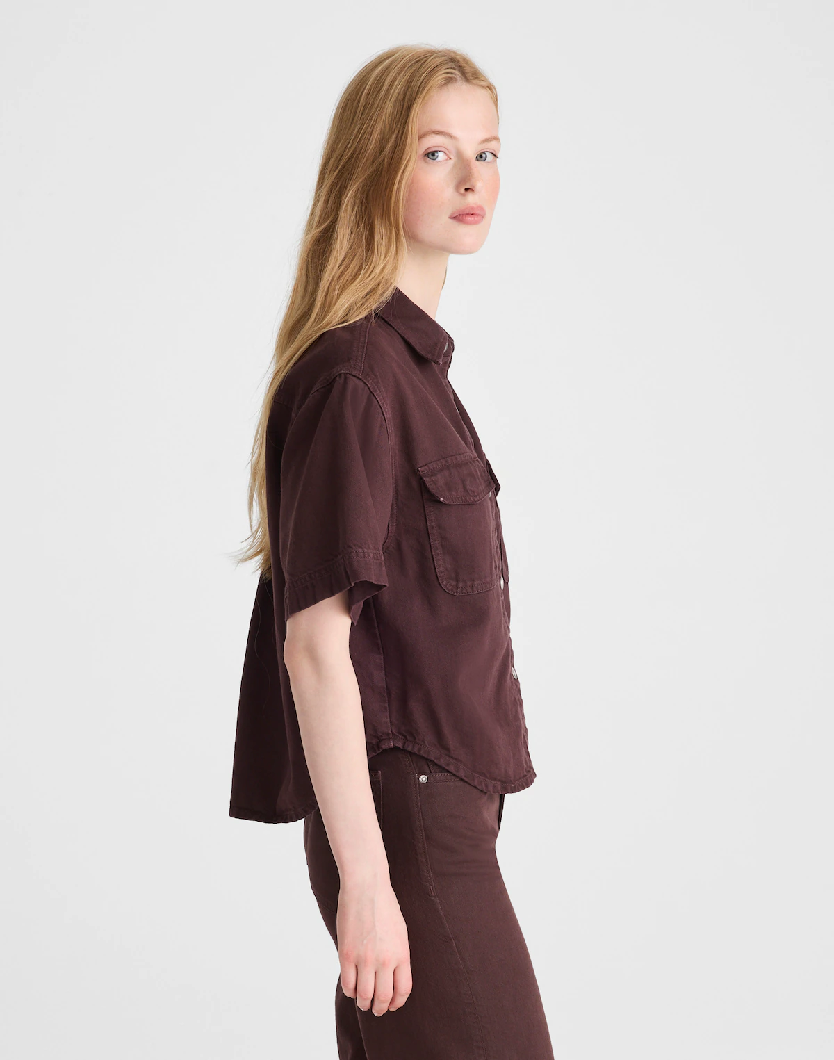 Airy Denim Utility-Pocket Shirt