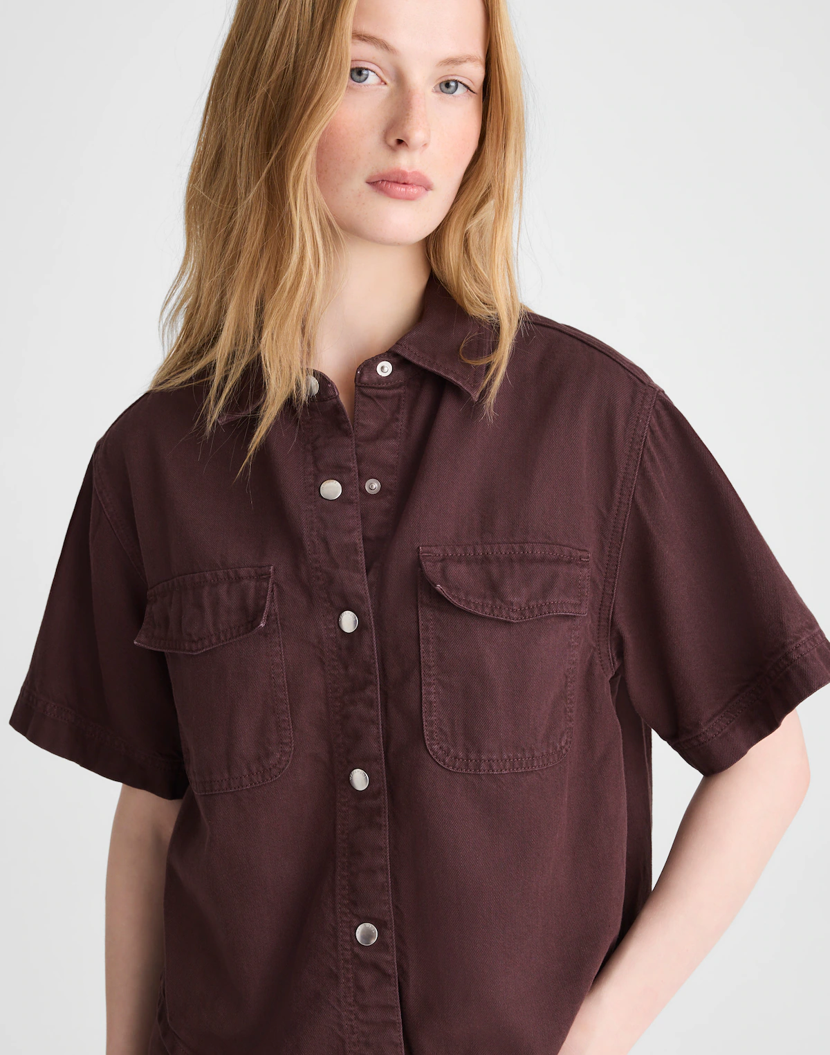 Airy Denim Utility-Pocket Shirt