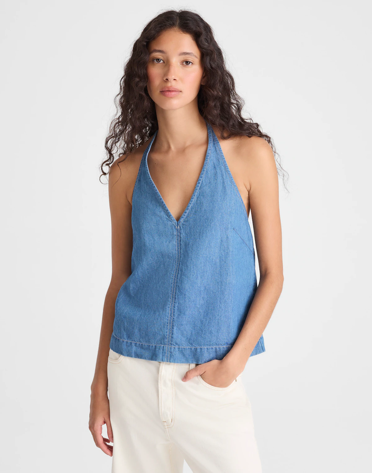 Denim Halter Shell Top