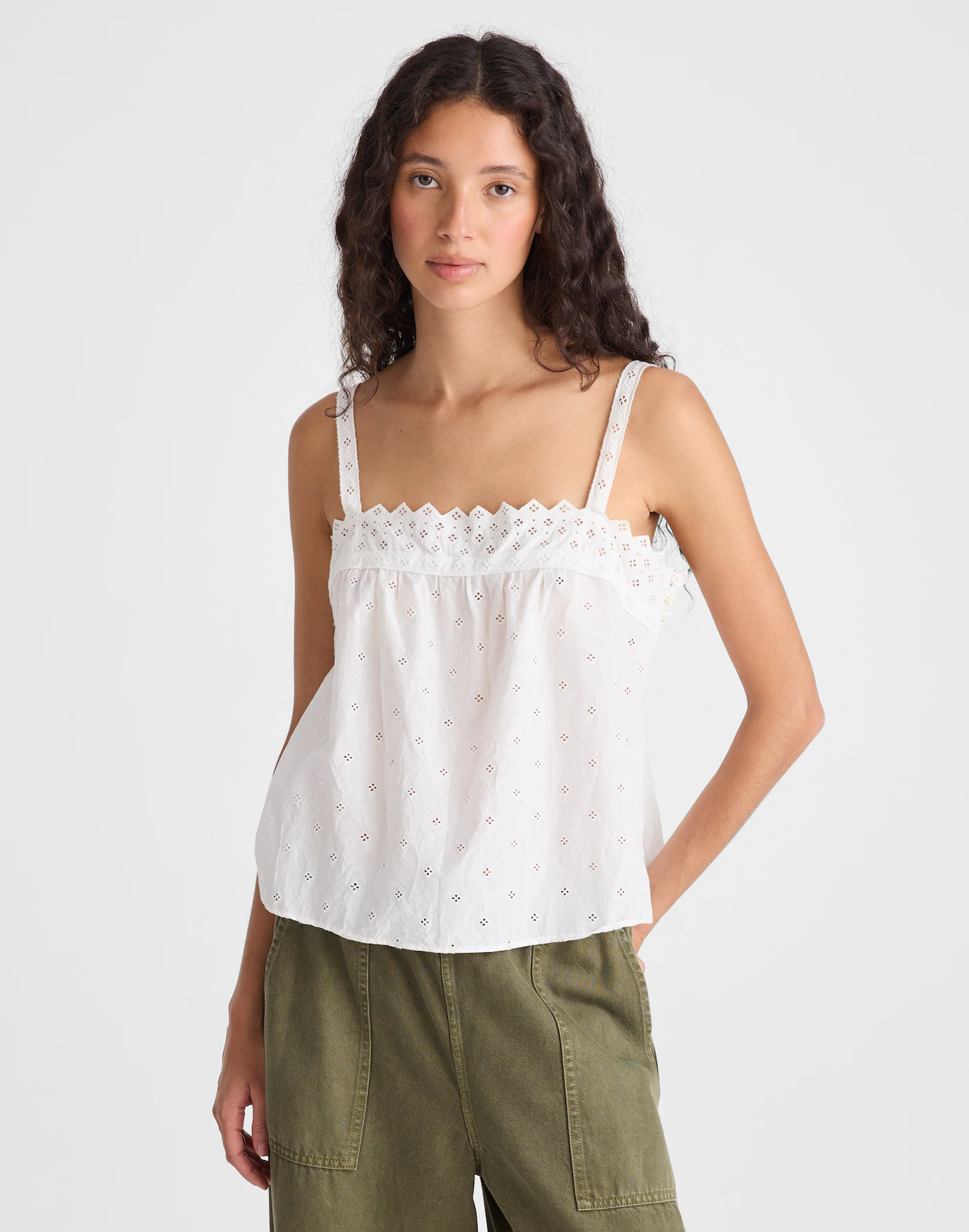 Embroidered Eyelet Tank