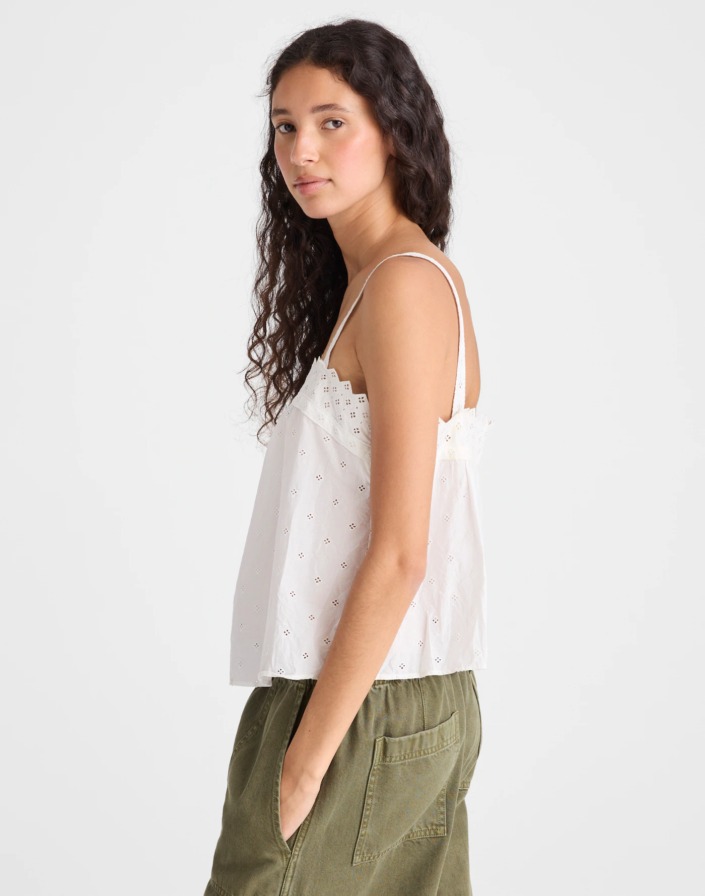 Embroidered Eyelet Tank