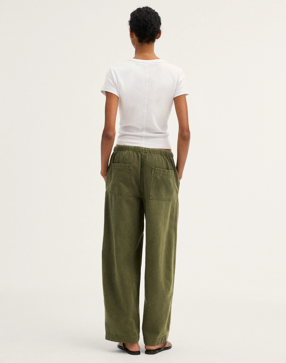 Pull-On Barrel-Leg Utility Pants in Airy Denim