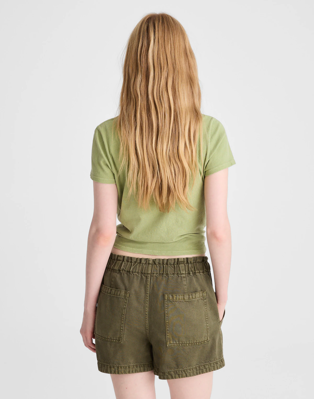 Pull-On Utility Shorts in Airy Denim