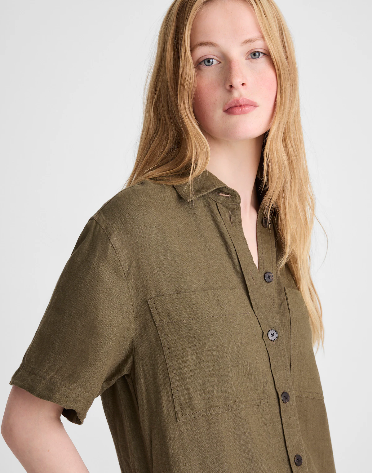 Relaxed Mini Shirtdress in 100% Linen