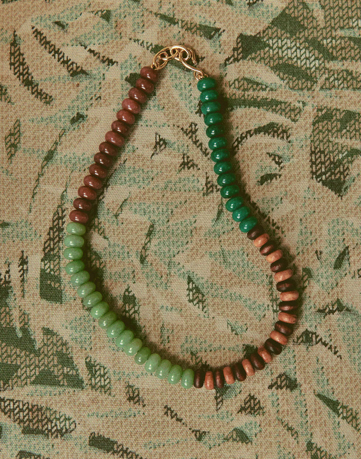Semiprecious Wood Beaded Choker Necklace
