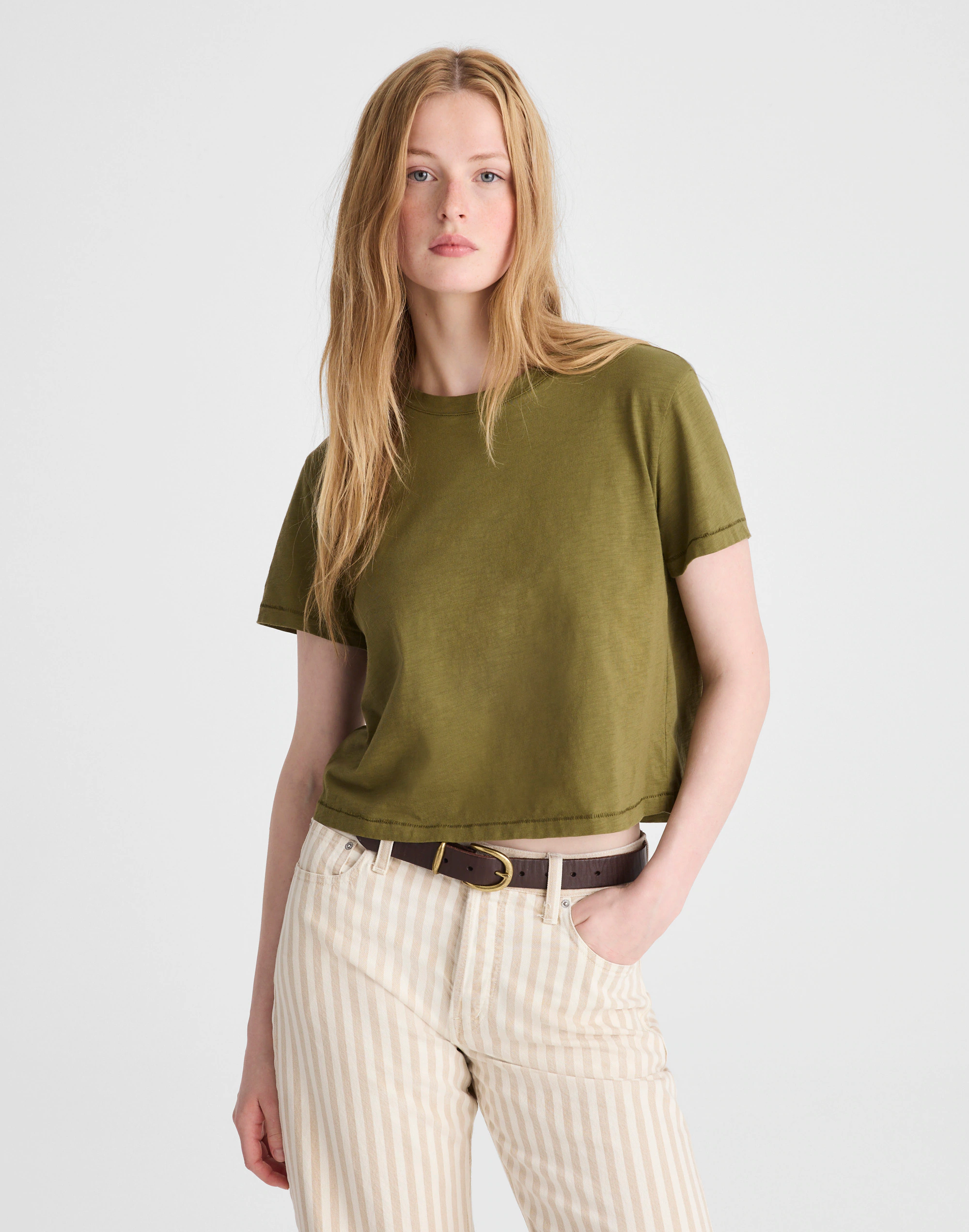 The Easy Crop Crewneck Tee in Soft Slub