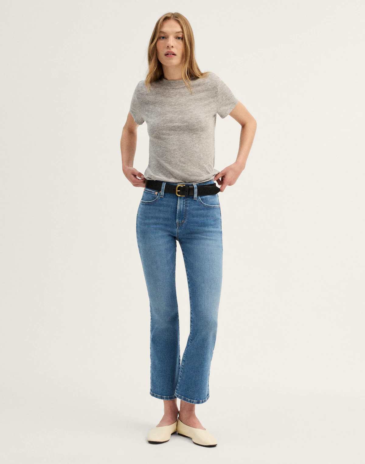The Flare Crop Jean in Super Stretch Denim