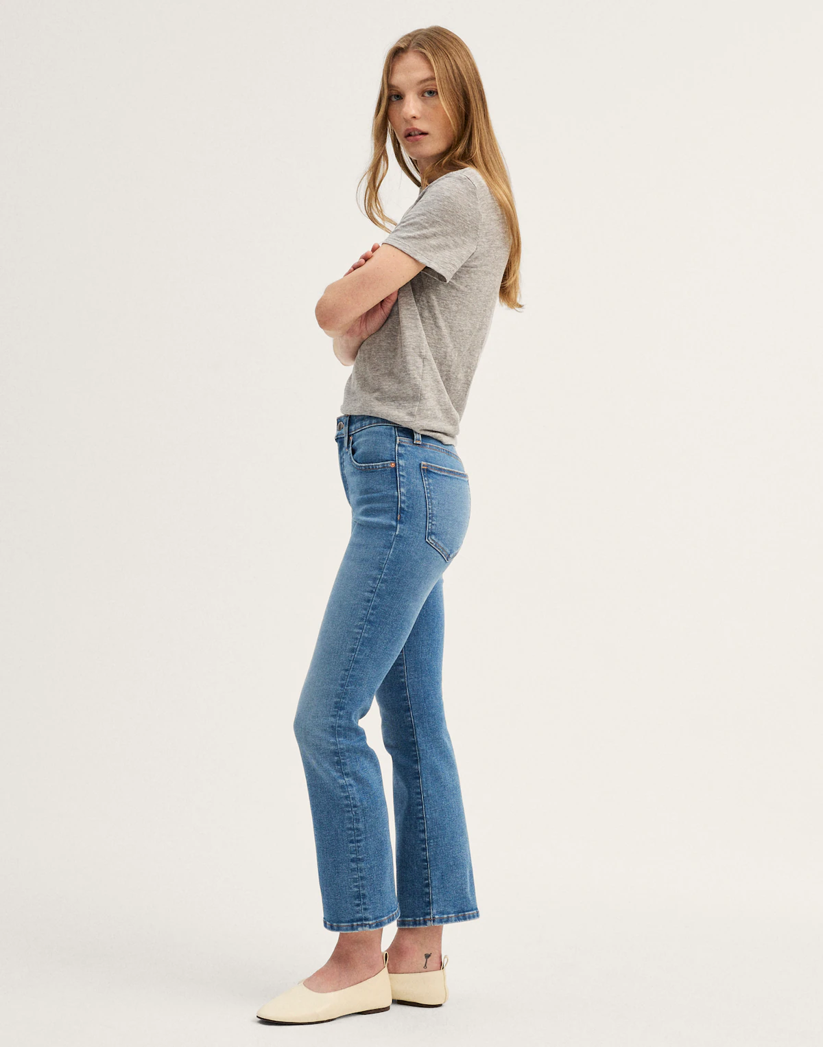 The Flare Crop Jean in Super Stretch Denim