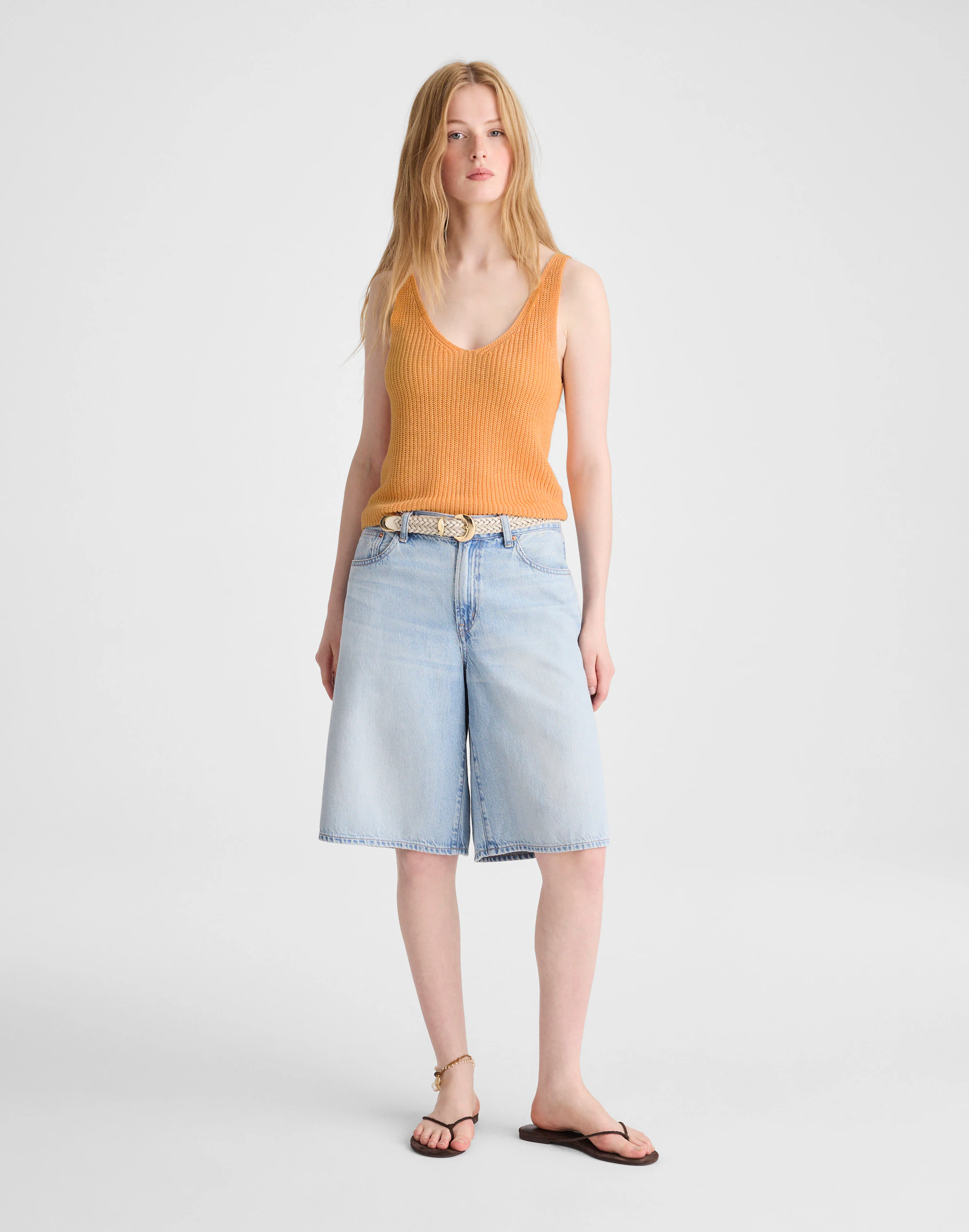 V-Neck Tank in 100% Linen — image 2
